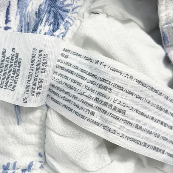 Abercrombie & Fitch Women’s Pants Small Blue White Floral Linen Blend Wide Leg - Picture 13 of 13